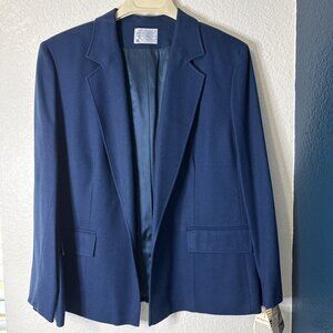 Vintage Pendleton Wool Blazer Navy Blue Coat 1 Button Jacket Women Size Medium